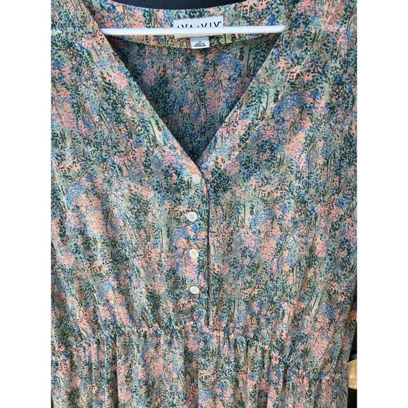 Women's Ava & Viv Pastel Floral Tiered Maxi Dress‎ Flutter Sleeves Plus Size 1X - Picture 4 of 10